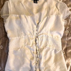 White corset style silk blouse